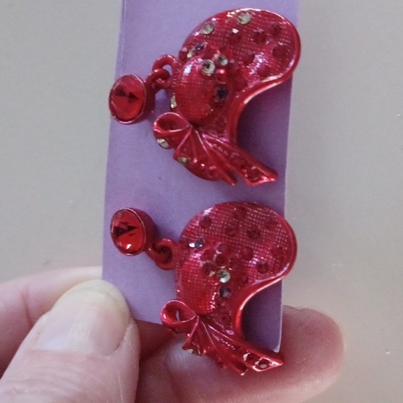 Red Hat Society Brooch Pin and Earring Set - New - Picture 4 of 7